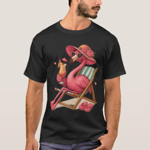 Tropical Flamingo Beach Vacation Design T-Shirt