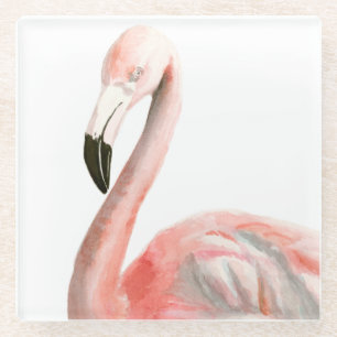 Tropical Flamingo Bird Glass Coaster