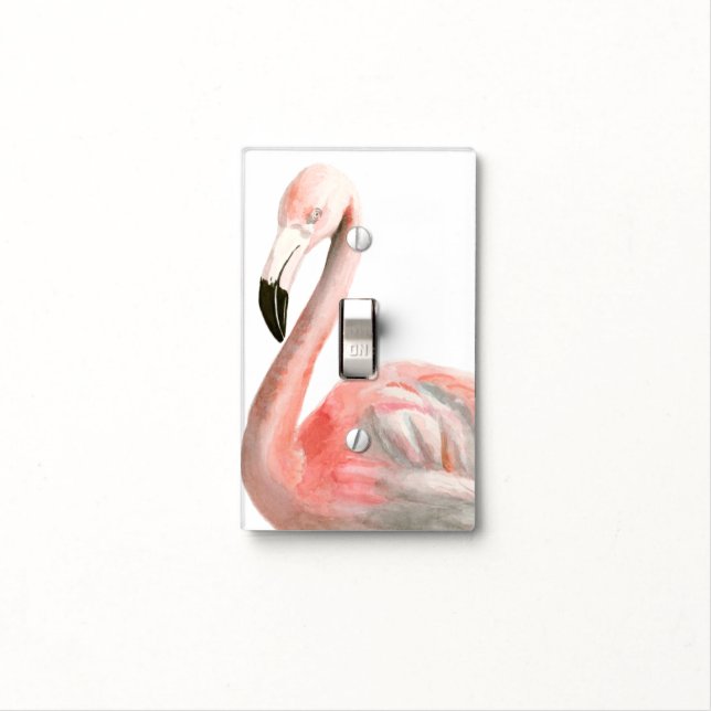 Tropical Flamingo Bird Light Switch Cover (In Situ)