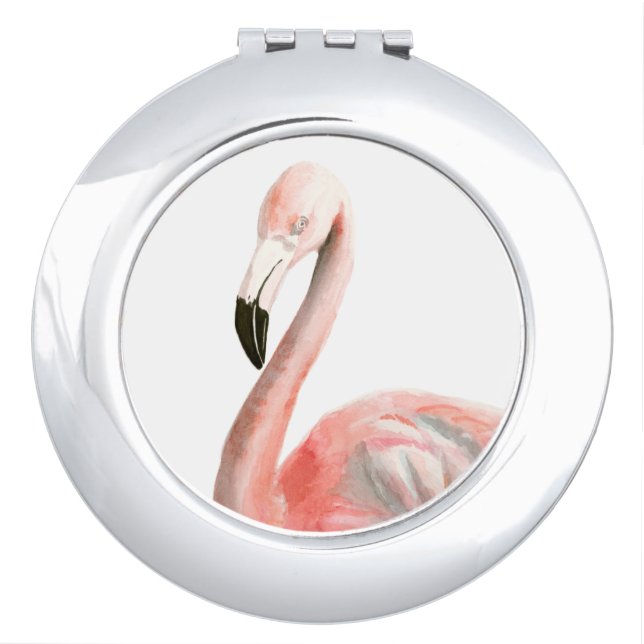 Tropical Flamingo Bird Makeup Mirror (Front)