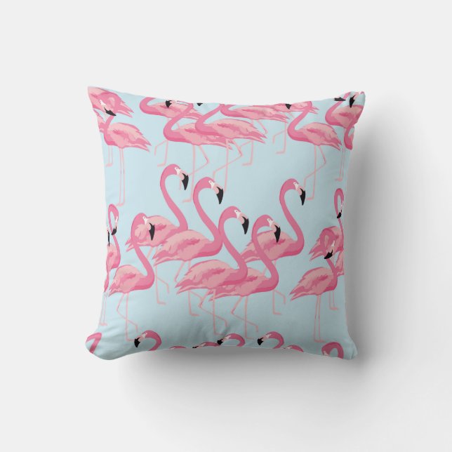 Tropical flamingo bird seamless pattern background throw pillow (Front)