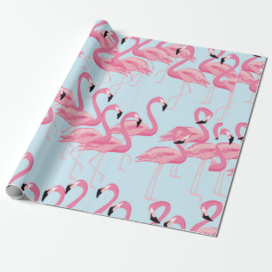 Tropical flamingo bird seamless pattern background wrapping paper