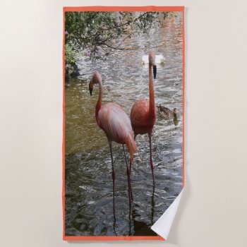 Tropical Flamingo Birds Beach Towel by Edelhertdesigntravel at Zazzle