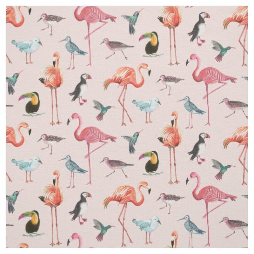 Tropical Flamingo Birds | Fabric