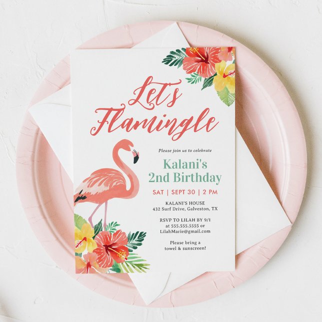 Tropical Flamingo Birthday Invitation (Creator Uploaded)