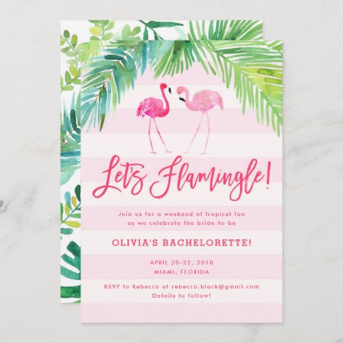 Tropical Flamingo Birthday or Bachelorette Invite