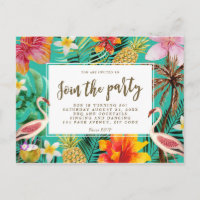 tropical flamingo birthday party invitation