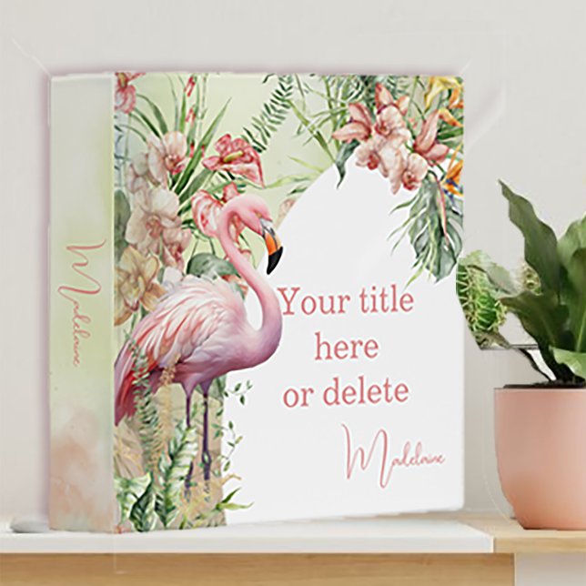 Tropical Flamingo Botanical Pink 3 Ring Binder (Creator Uploaded)