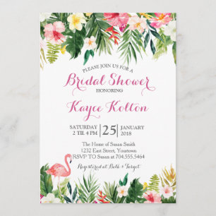 Tropical Flamingo Bridal Shower INvitation