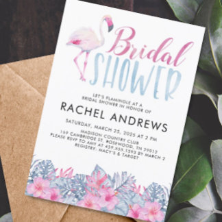 Tropical Flamingo Bridal Shower Invitation
