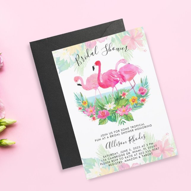 Tropical Flamingo Bridal Shower Invitation (Creator Uploaded)
