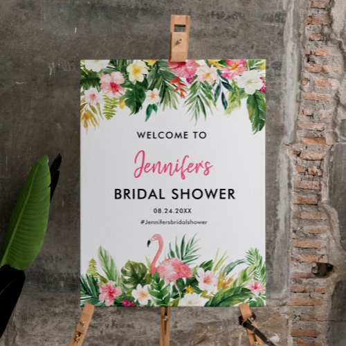 Tropical Flamingo Bridal Shower Large Welcome Sign