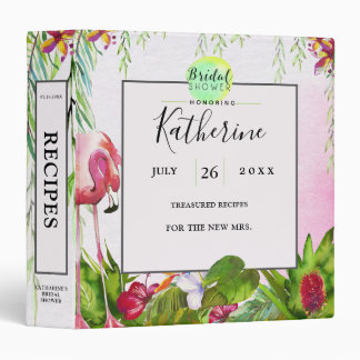 Tropical Flamingo Bridal Shower Recipes 3 Ring Binder