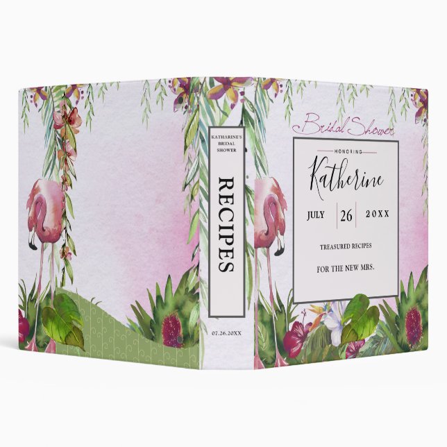 Tropical Flamingo Bridal Shower Recipes 3 Ring Binder (Background)