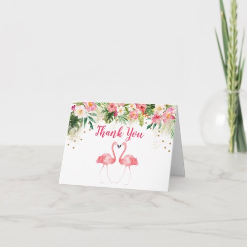 Tropical Flamingo Bridal Shower Thank You Card