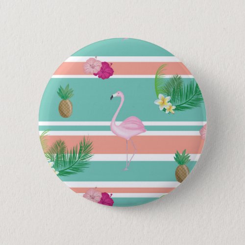 Tropical Flamingo Button Badge