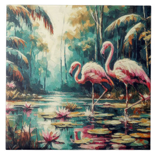 Tropical Flamingo Ceramic Tile