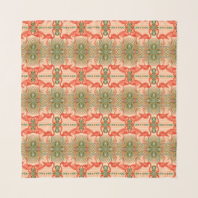 Tropical Flamingo Chiffon Scarf (Front)