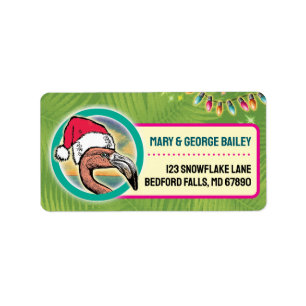 Tropical Flamingo Christmas Card Address Labels