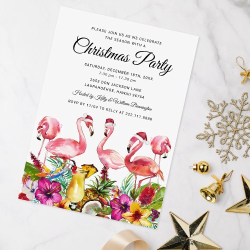 Tropical Flamingo Christmas Party Invitation