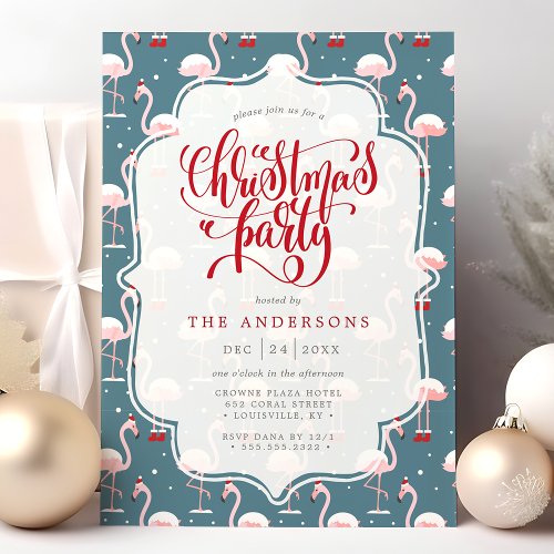 Tropical Flamingo Christmas Party Invitation