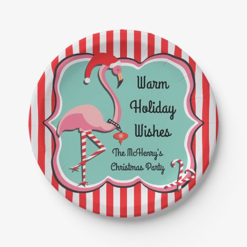 Tropical Flamingo Christmas party plates