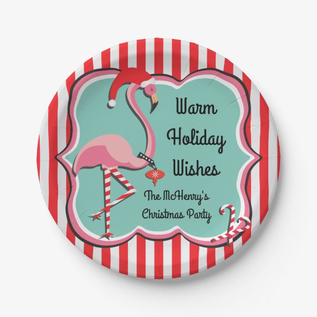 Tropical Flamingo Christmas party plates (Front)