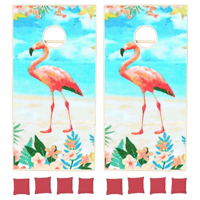 Tropical flamingo cornhole set (Set)