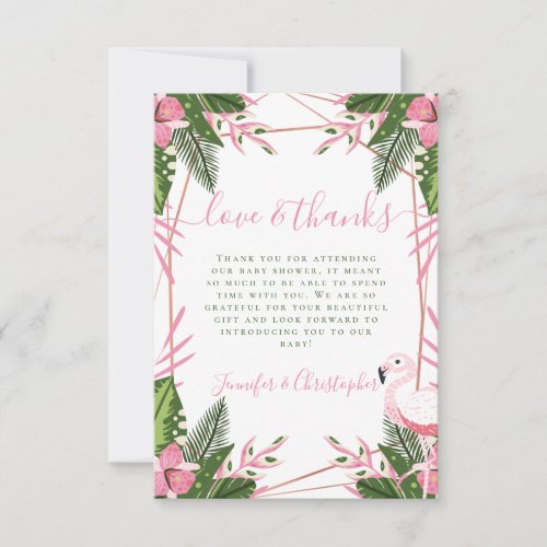 Tropical Flamingo Couples Baby Shower Thank You Card