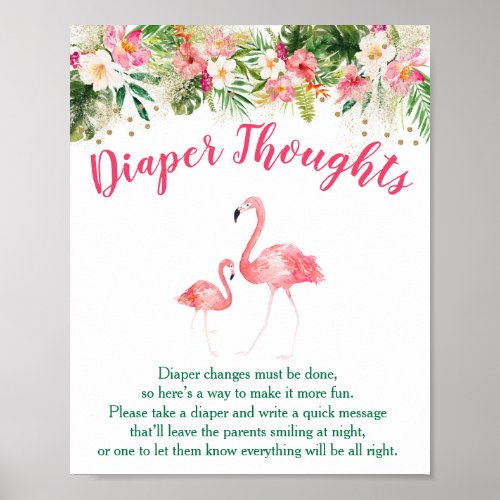 Tropical Flamingo Diaper Thoughts Game Poster