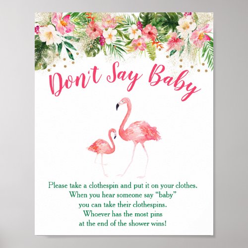 Tropical Flamingo Dont Say Baby Game Poster