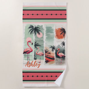 Tropical Flamingo Escape Beach Towel