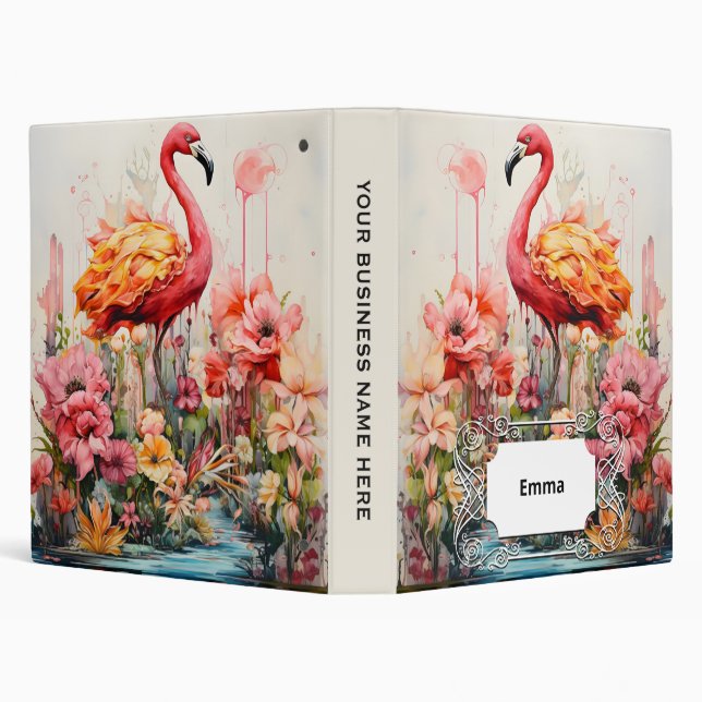 Tropical Flamingo Fantasy Paradise Bloom 3 Ring Binder (Background)