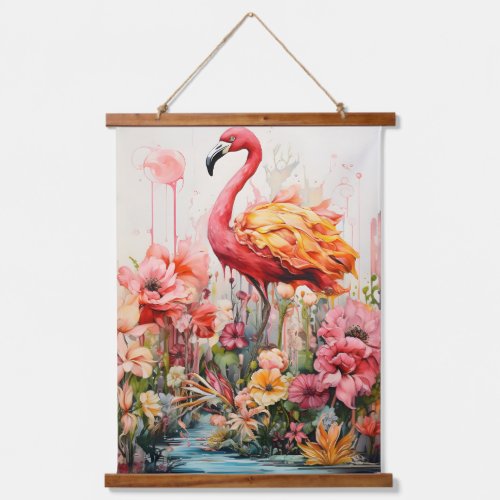 Tropical Flamingo Fantasy Paradise Bloom Hanging Tapestry