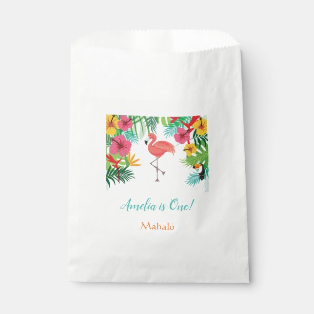 Tropical Flamingo Favor Bags (Personalized) (Front)