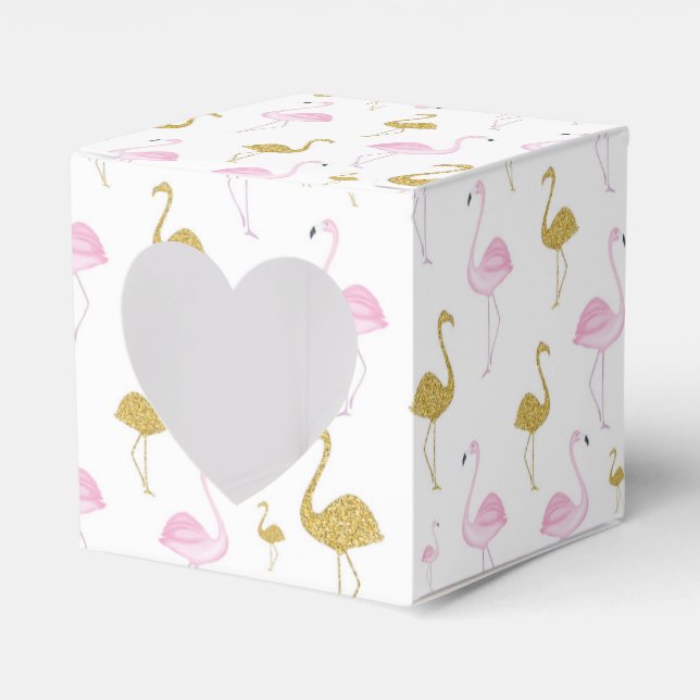 Tropical Flamingo Favor Gift Box (Front Side)