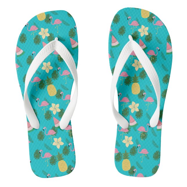 Tropical flamingo flip flops (Footbed)