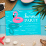 Tropical flamingo floater pool fun summer party invitation