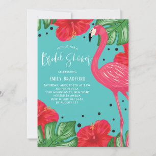 Tropical Flamingo Floral Bridal Shower Invitation