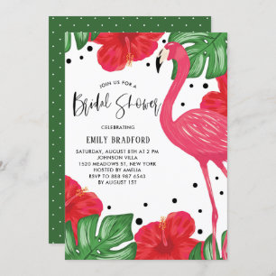 Tropical Flamingo Floral Bridal Shower Invitation