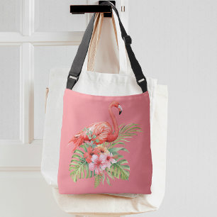 Tropical Flamingo Floral Pink Crossbody Bag
