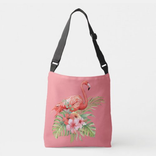 Tropical Flamingo Floral Pink Crossbody Bag