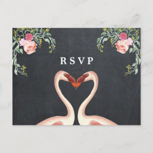tropical flamingo floral wedding party rsvp invitation postcard