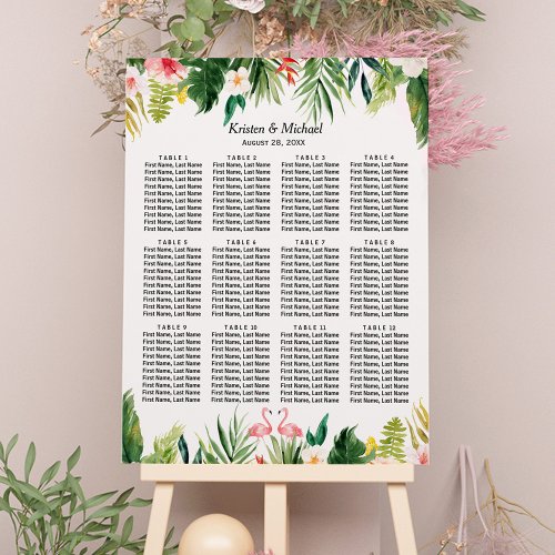 Tropical Flamingo Floral Wedding Seating Chart