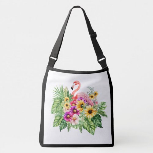 Tropical Flamingo Florals  Cheerful Sunflowers Crossbody Bag