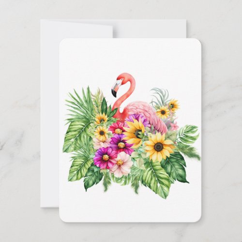 Tropical Flamingo Florals  Cheerful Sunflowers Holiday Card