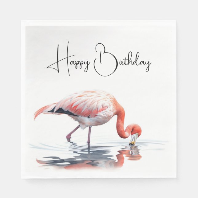 Tropical Flamingo for Birthday Party Napkins (Front)