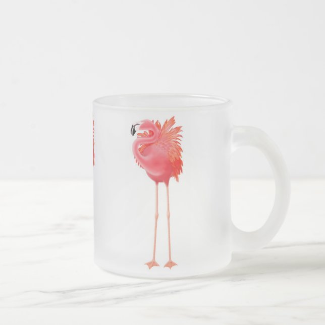 Tropical Flamingo Frosted Glass Mug (Right)