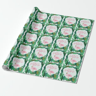 Tropical flamingo gift wrap