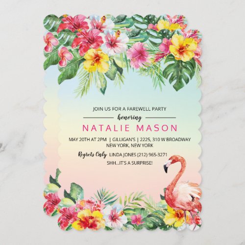 Tropical Flamingo Going Away Party Invitation
